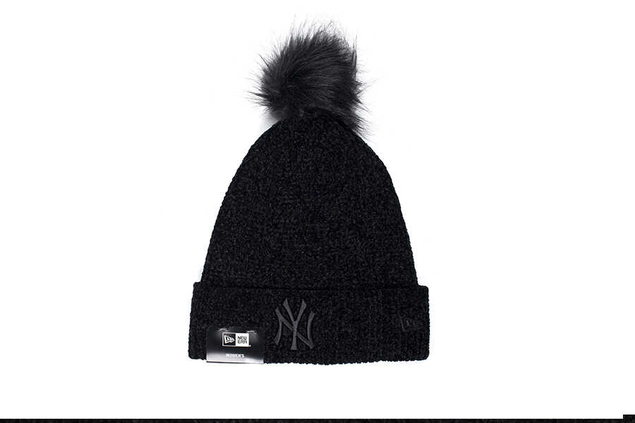 New Era - New Era 60284833 WMNS CHENILLE BOBBLE BEANIE NEYYAN BLK