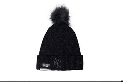 New Era 60284833 WMNS CHENILLE BOBBLE BEANIE NEYYAN BLK - Thumbnail